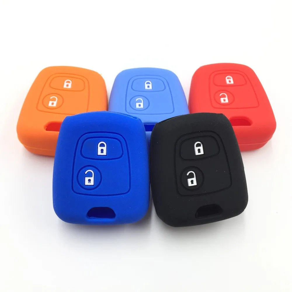 

Car accessories 2 buttons Silicone Key Case for Peugeot 206 307 207 Shell Protection Cover Styling key fob cover