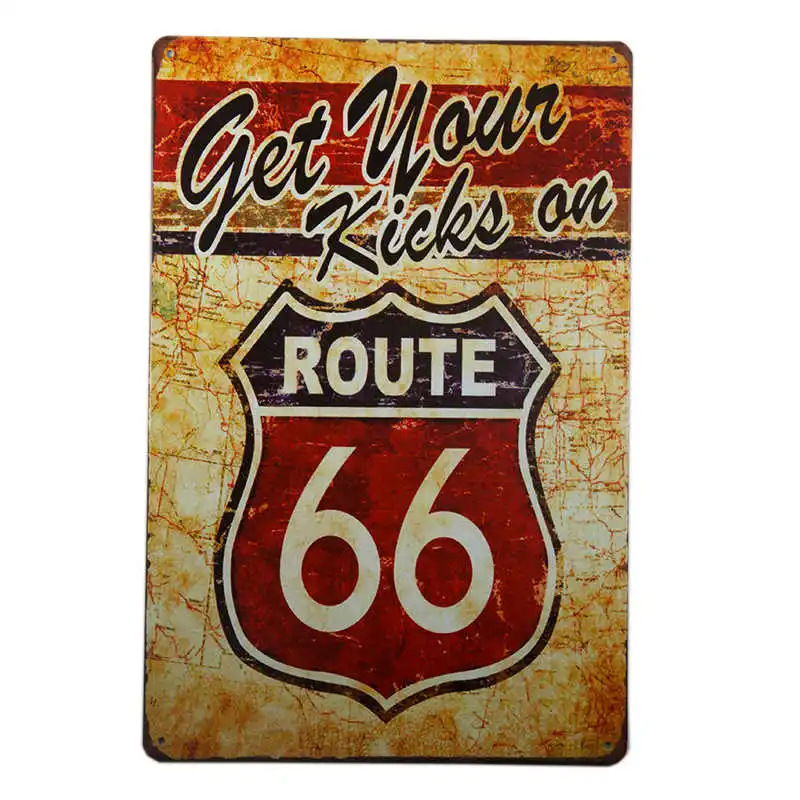 Металлическая жестяная вывеска АЗС US Route 66 винтажное украшения для дома бара паба деревенская настенная доска гаражный бар-закусочная - Цвет: GA06