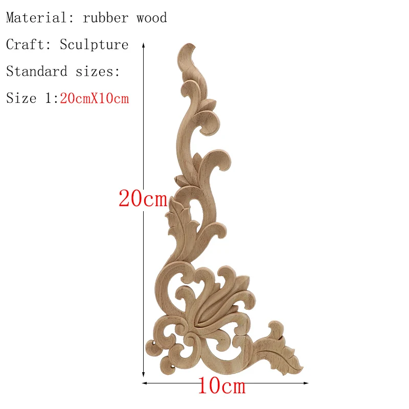 Деревянные резные углу накладка аппликация, рама украшение для двери стены Дверные Рамы мебель современная декоративная 20X10 см Фигурки деревянные миниатюры - Цвет: 20cmX10cm