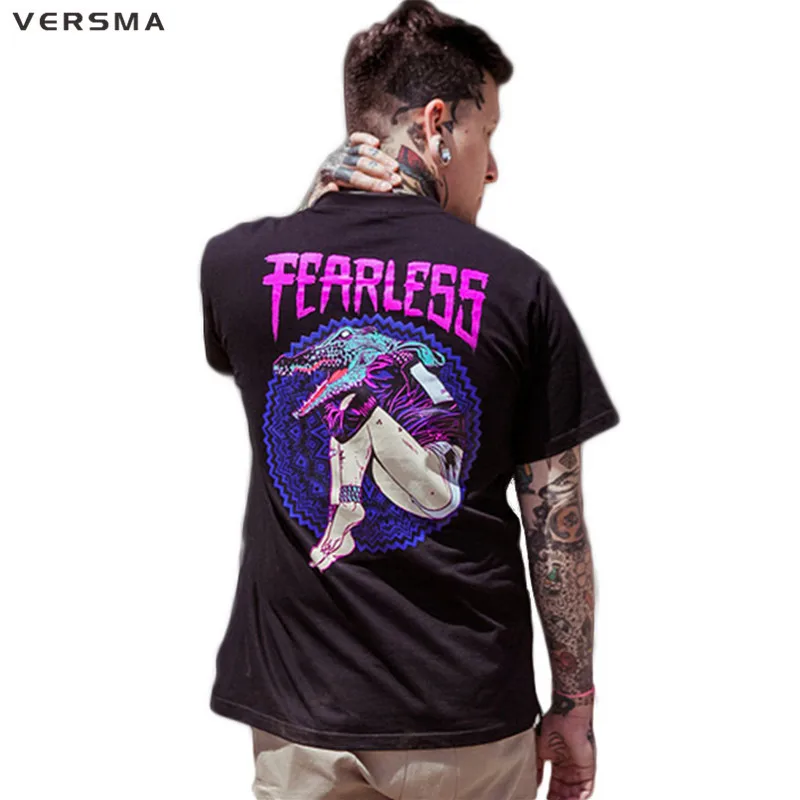 

VERSMA 2017 American Style High Street Hip Hop Pattern Printed T-shirts Men Women Summer Harajuku BF Funny Spoof Couple T Shirts