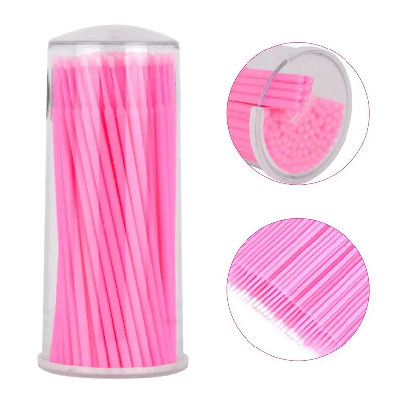 

100pcs / Pack Eyelash Extensions Remove False Eyelashes Cotton Swab Micro Brush Disposable Microbrush Applicators