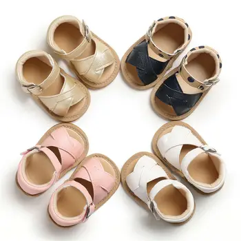 

Newborns Infant Sandals Shoes Baby Boys Girls Breathable Sole Prewalker Non-slip Shoes Buckled