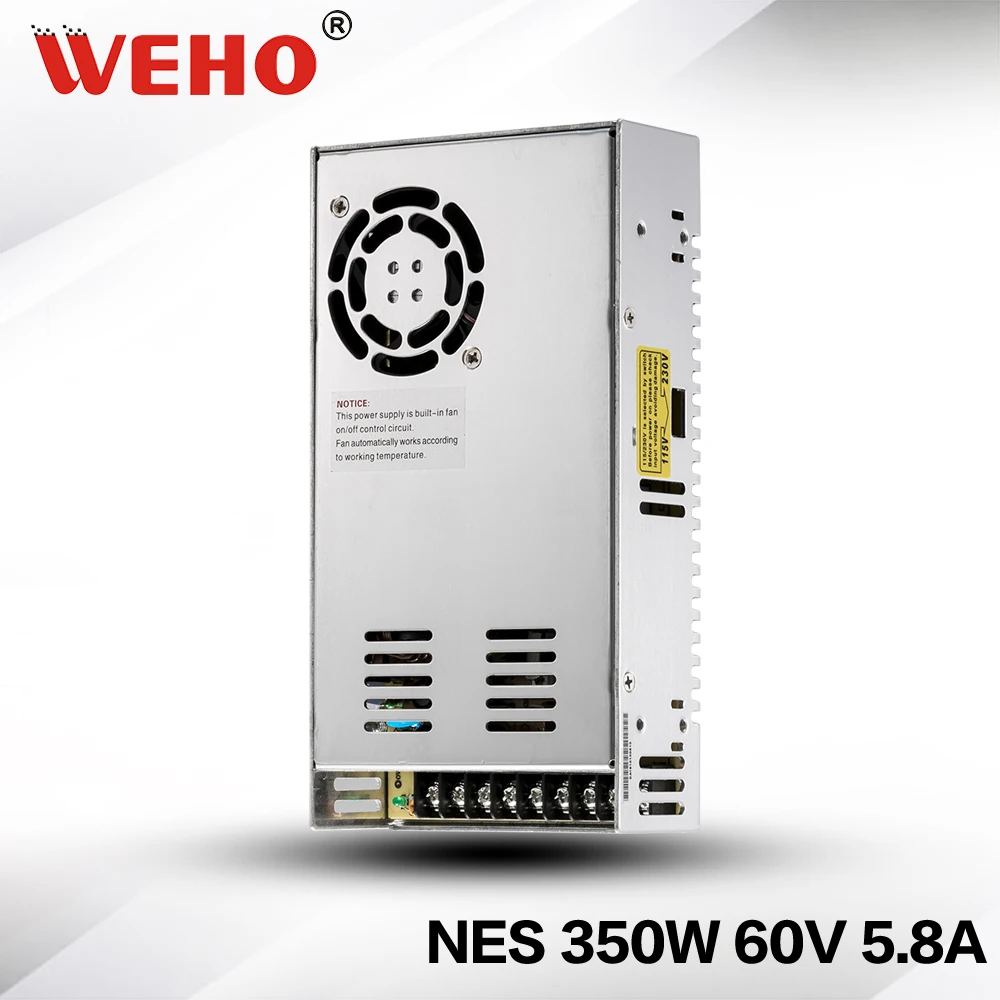 

(NES-350-60)professional manufacturer ce rohs 350w 60v high voltage power supply with cooling fan