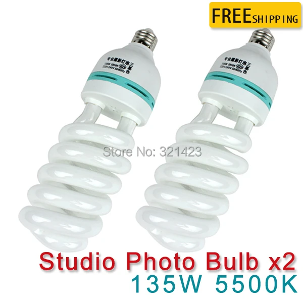 

2 pcs 135W E27 5500K CFL Photography Lighting Video Bulb Daylight Balanced Energy Saving fluorescent Lamp photo studio