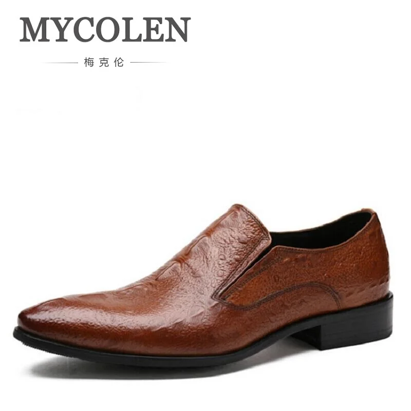 

MYCOLEN Mens Dress Italian Leather Crocodile Wedding Shoes Luxury Brand Mens Loafers Genuine Leather Formal Loafers Moccasins