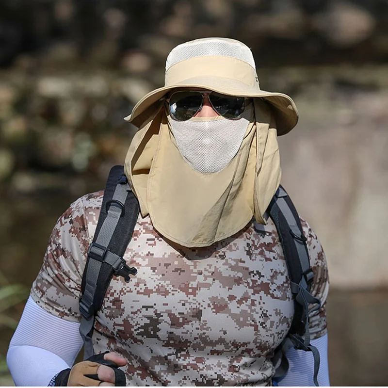 

Flap Caps Men Women Quick Dry 360 Degree Sunshade UV Protection Removable Face Mask Ear Neck Cover Outdoor Sportswear