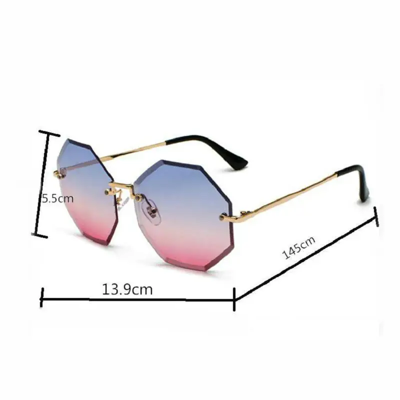 KAPELUS New Women Unique Octagon Sunglasses Fashion Rimless UV400 Male Sun glasses Mirror Female Driving Glasses Box