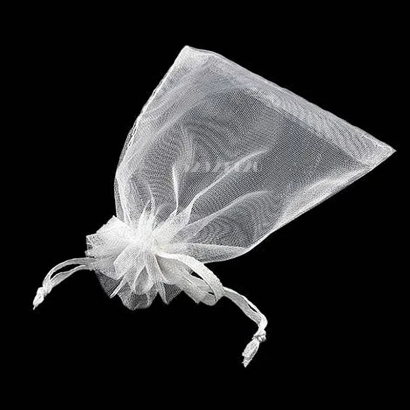 Белые 50/10 шт 7x9 9x12 13x18 см, сумки из органзы, Подарочные ювелирные изделия, сумки для свадебного украшения, вечерние сумки X-mas Favor gife