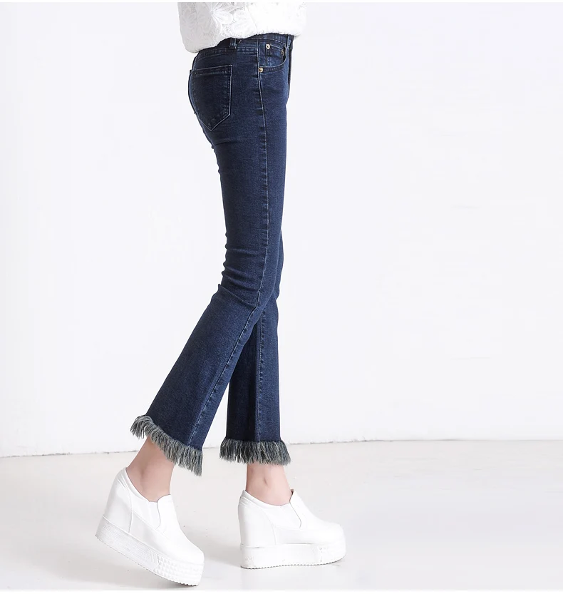 Большие размеры 5X джинсы для женщин джинсы с высокой талией джинсы женские эластичные женские брюки вымытые повседневные ретро брюки с кисточками