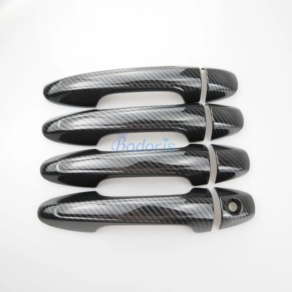 

Carbon Fiber Color Door Handle Cover Trim Overlay Panel Frame Chrome Car Styling 2016 2017 For Toyota Innova Accessories