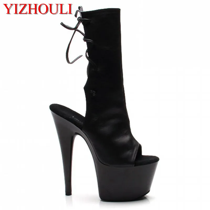 

The 15cm high heel stilettos are followed by the stage performance with a hollowed-out summer new cool boot and low Dance Shoes