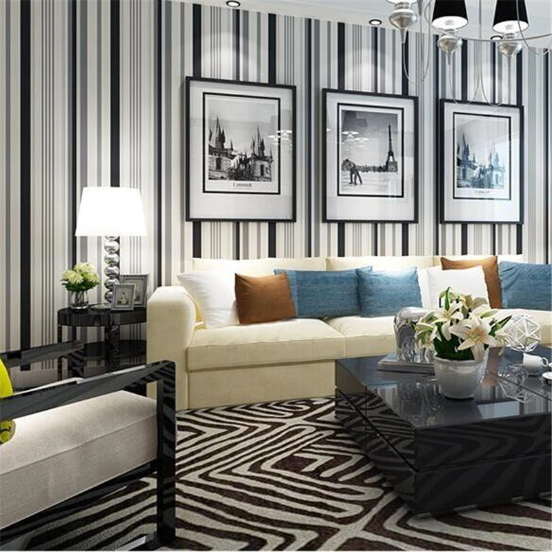 beibehang New High end Modern minimalist color stripes non woven