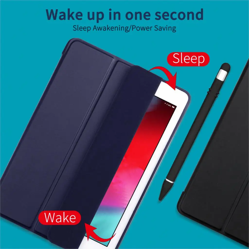 Для iPad Air Чехол Air 2 Air 1 Funda силиконовый мягкий задний Тонкий чехол из искусственной кожи для Apple iPad Air 1 2 5 6 Чехол TriFold Stand Smart Cover