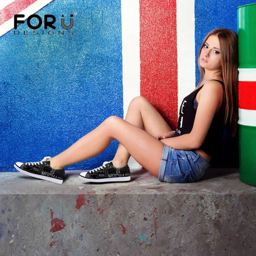 FORUDESIGNS/Женская обувь с высоким берцем; Вулканизированная обувь с буквенным тигром; черная классическая парусиновая повседневная обувь для женщин; классная обувь с плоской подошвой для девочек