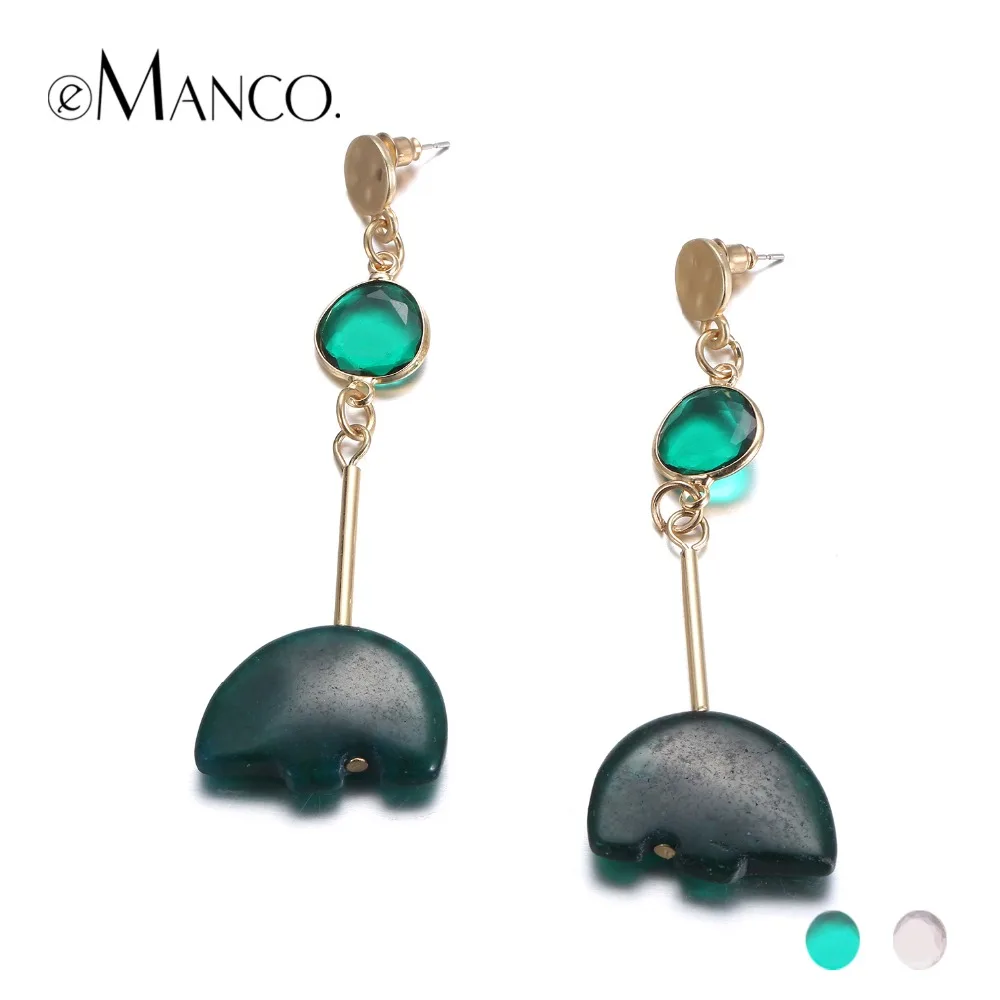 

eManco Vintage Geometric Drop Dangle Hanging Earring for Women Green Crystal Original Stone Earring Fashion Jewelry
