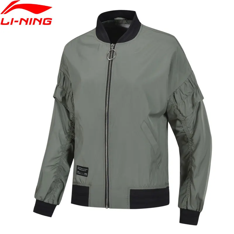 

Li-Ning Women The Trend Jacket 100% Polyester Loose Fit Ribbed Cuff Leisure LiNing Sports Bomber Jackets AJDP008 CJFM19