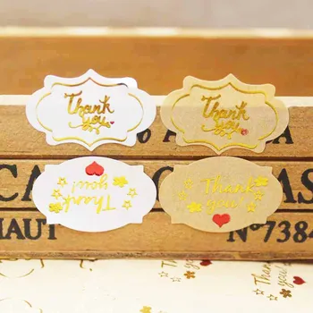 

500PCSMulti style gold Thank you gift tags DIY candy faors handmade lables Happybirthday gift tag sticker labels