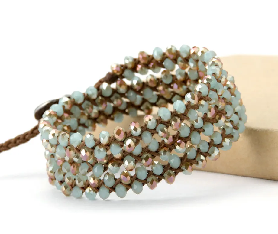 Crystal Bracelet Quality 3 Strands Half Plating Rhinestone Bead Wrap Knotted Wax Friendship Bracelets 2018 | Украшения и