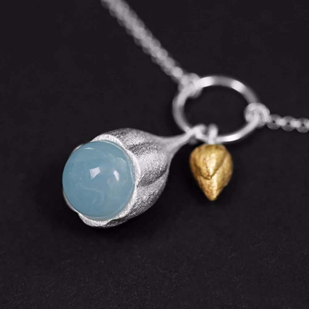 Lotus Fun Real 925 Sterling Silver Natural Stone Handmade Designer Fine Jewelry Elegant Lotus Buds Bracelets Earrings for Women
