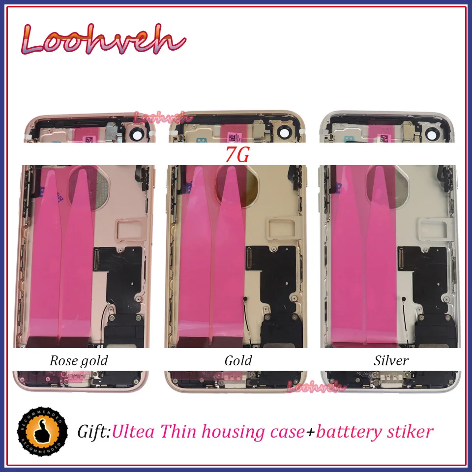 

High Quality For iphone 7 7G 7Plus Back Middle Frame Chassis Full Housing Assembly Battery Cover Door Rear+battery sticker+case