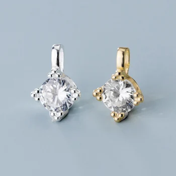

Fashion 925 Sterling Silver Paved Single AAA Zircon Charms 12.5mm Gold/Silver Color S925 Dangle Pendants DIY Fine Jewelry Making