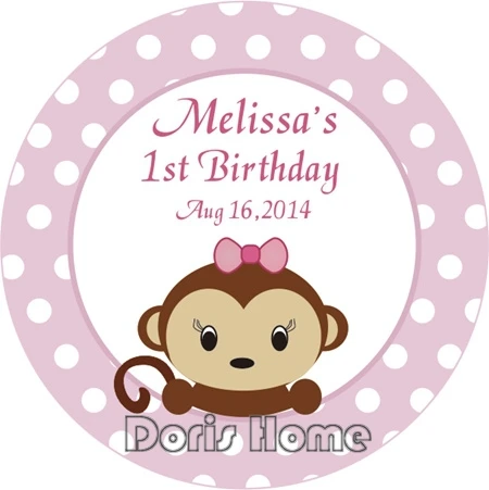 Free Shipping New Customize Adhesive Monkey Sticker / Label for Birthday / Baby Shower 3cm,B40 ...