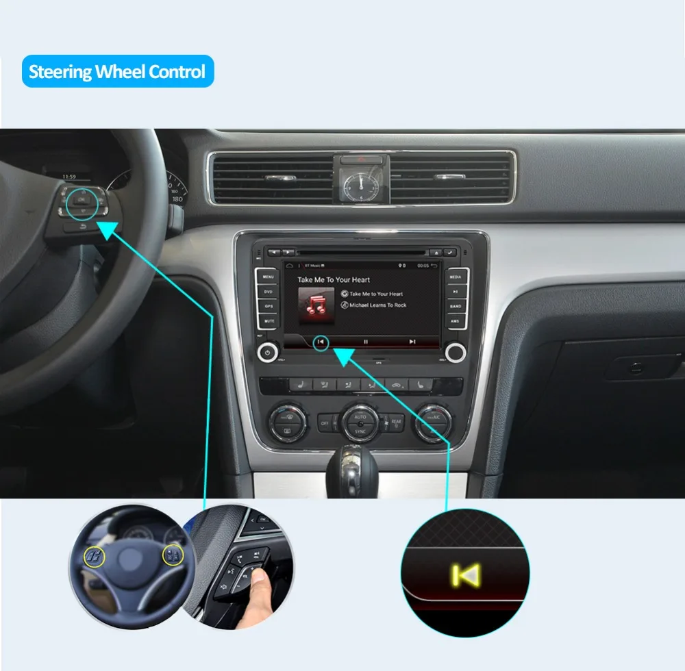Best Android 8.1 Car Multimedia player 2 Din Car DVD For Volkswagen/Golf/Polo/Tiguan/Passat/b7/b6/SEAT/leon/Skoda/Octavia Radio GPS 3