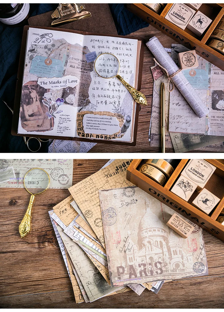 Creative Vintage Diary Stickers Decorative Stationery Stickers Retro Christmas Scrapbooking DIY Diary Sticker Paper