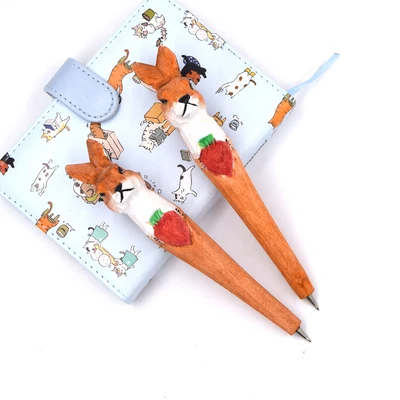 Креативная деревянная шариковая ручка, классическая популярная резьба по дереву, животные, ручная ручка с дополнительным подарком, 5 шт, 5 шт./лот - Цвет: Смешанный цвет