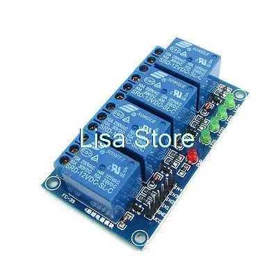 

1Pc 4-Channel DC 12V Coil 10A High Level Trigger Power Relay Module Board