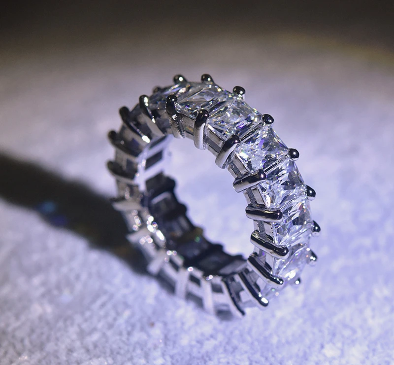 

Eternal Finger ring 5A zircon Cz Silver colour Engagement Wedding Band Rings For Women Men bijoux Gift Party Female