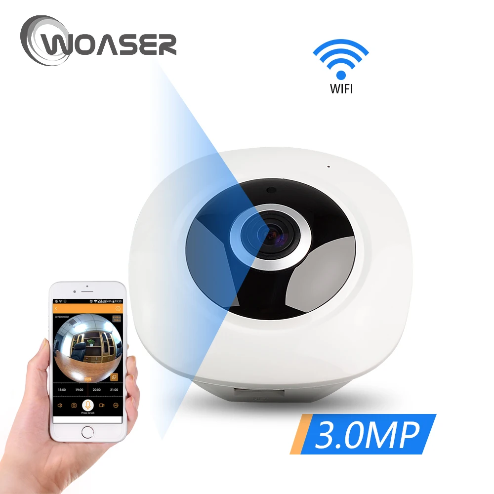 

WOASER Mini HD 3.0MP FishEye IP Camera 360degree 1.19mm CCTV Camera 2043X1536 Network Home Security Wireless Camera Panoramic