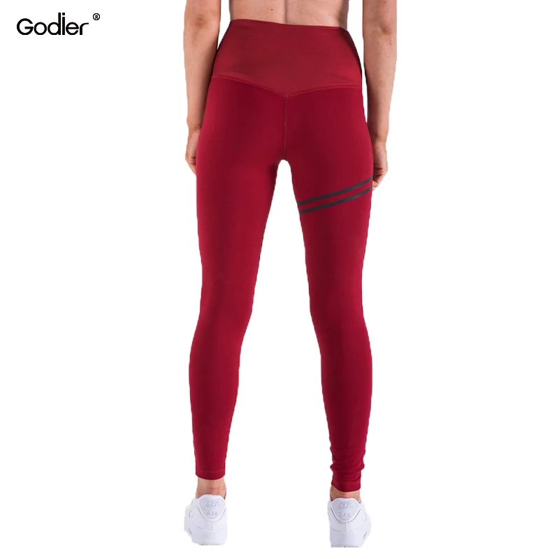Godier Goild леггинсы с узором для фитнеса для женщин спортивные тренировки Леггинсы эластичные тонкие черные синие красные брюки