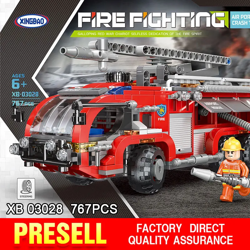 

XINGBAO 03028 City Toys Series The Airport Fire Truck Set Blocks Bricks Building Educational Toys Model Gifts Funny Assembled