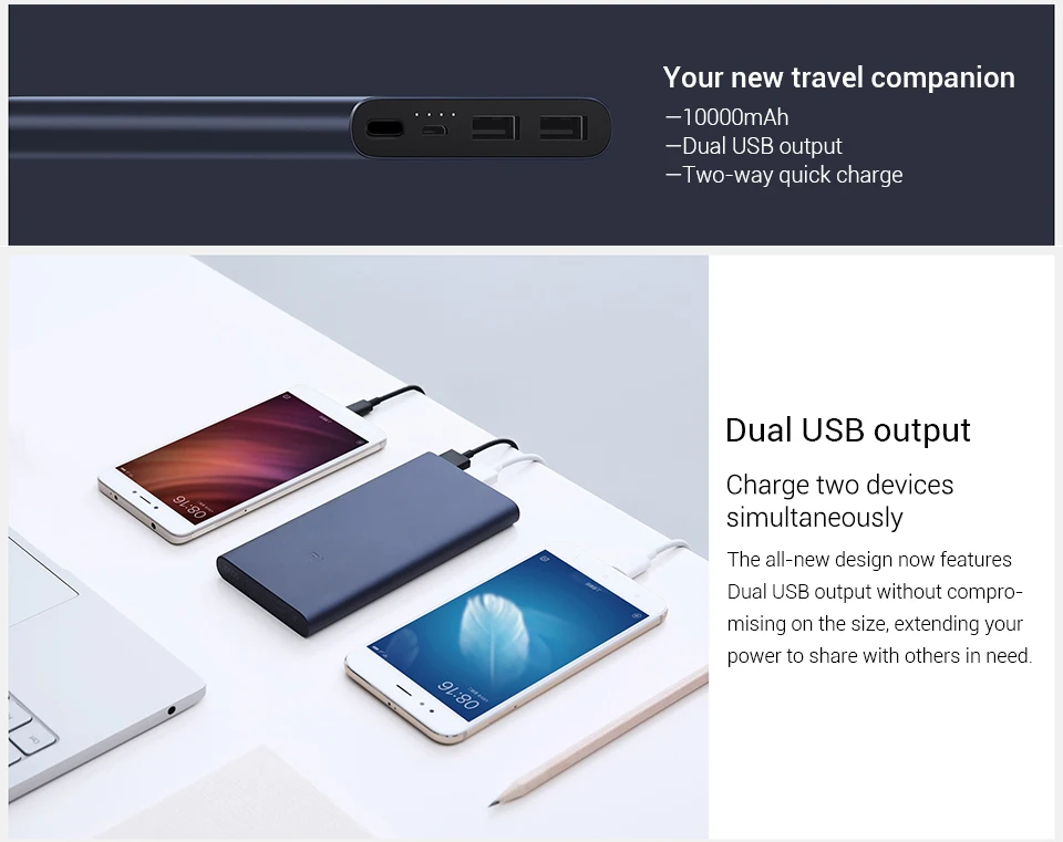 Xiaomi, 10000 мА/ч, Внешнее зарядное устройство, аварийный внешний аккумулятор, два порта usb, 18 Вт, быстрая зарядка, 3,0, зарядное устройство для мобильных телефонов