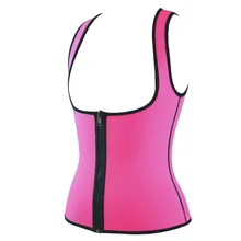 Розовый на молнии потоотделение неопрена талии корректирующий корсет контроль женщины талии Bodycon Корсеты фиксирующая, для похудения тела формирователь жилет XS-5XL