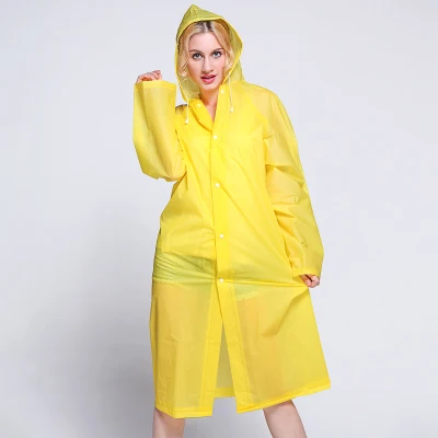 Fashion Women EVA Transparent Raincoat Poncho Portable Light Raincoat For Adult