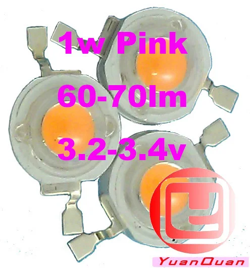 Заводская распродажа # Бесплатная доставка 50 шт./лот высокая мощность светодиодный чип 1 Вт 60-80lm 3.0-3.4 В розовый светодиодные лампы Роза