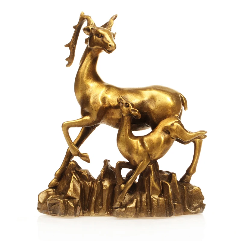 

crafts copper Bronze art Copper mother deer decoration lucky derlook
