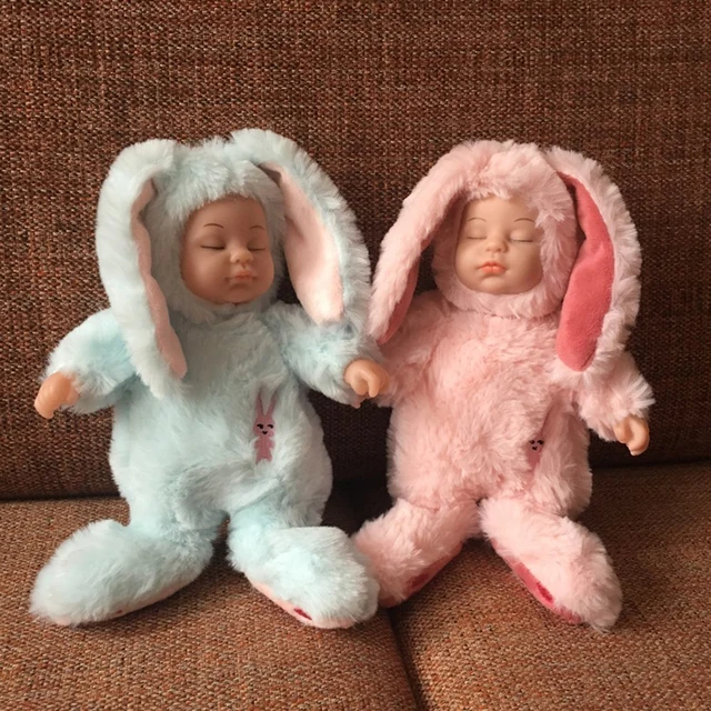 Baby Mini Stuffed Baby Doll Toys Silicone Reborn Alive Babies Lifelike Kids Toys LOL Plush Sleep Rabbit Doll For Girls and Boys 2