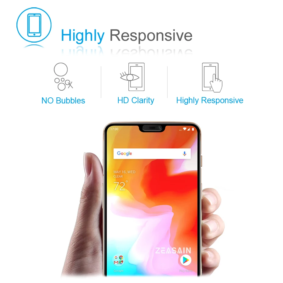2 Pack Original ZEASAIN Screen Protector For OnePlus 6 One Plus 6 OnePlus6 1+6 Full Cover Tempered Glass 2.5D Real 9H Glass Film (4)