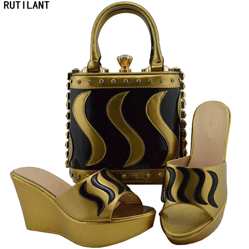

Latest Design Italian Shoes with Matching Bags Set Peep Toe Slip-On Party Pumps Super High (8cm-up) Women Matching Shoes Bags