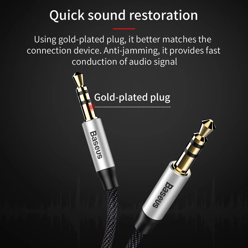 Baseus Aux Audio Cable 3.5mm Jack Male to Male Audio Cable For Samsung S8 Xiaomi mi8 mi7 mi6 Headphones Car MP3 Player Speaker