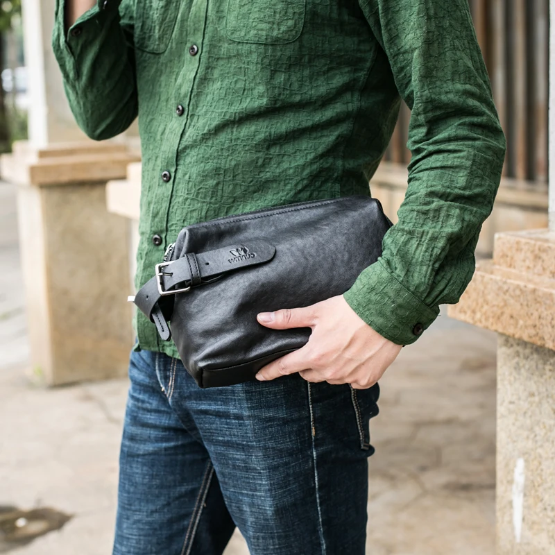 

BAQI Brand Men Wallets Clutch Genuine Leather Men Handbags Soft Sheepskin 2018 Fashion Men Casual Bag Designer Ipad Phone Bag