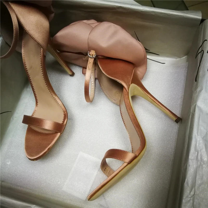 

Summer Pink Black Satin Smooth Leather Handmade Flower High Heel Sandals Women Stiletto 10cm Heels One Strap Party Dress Shoes