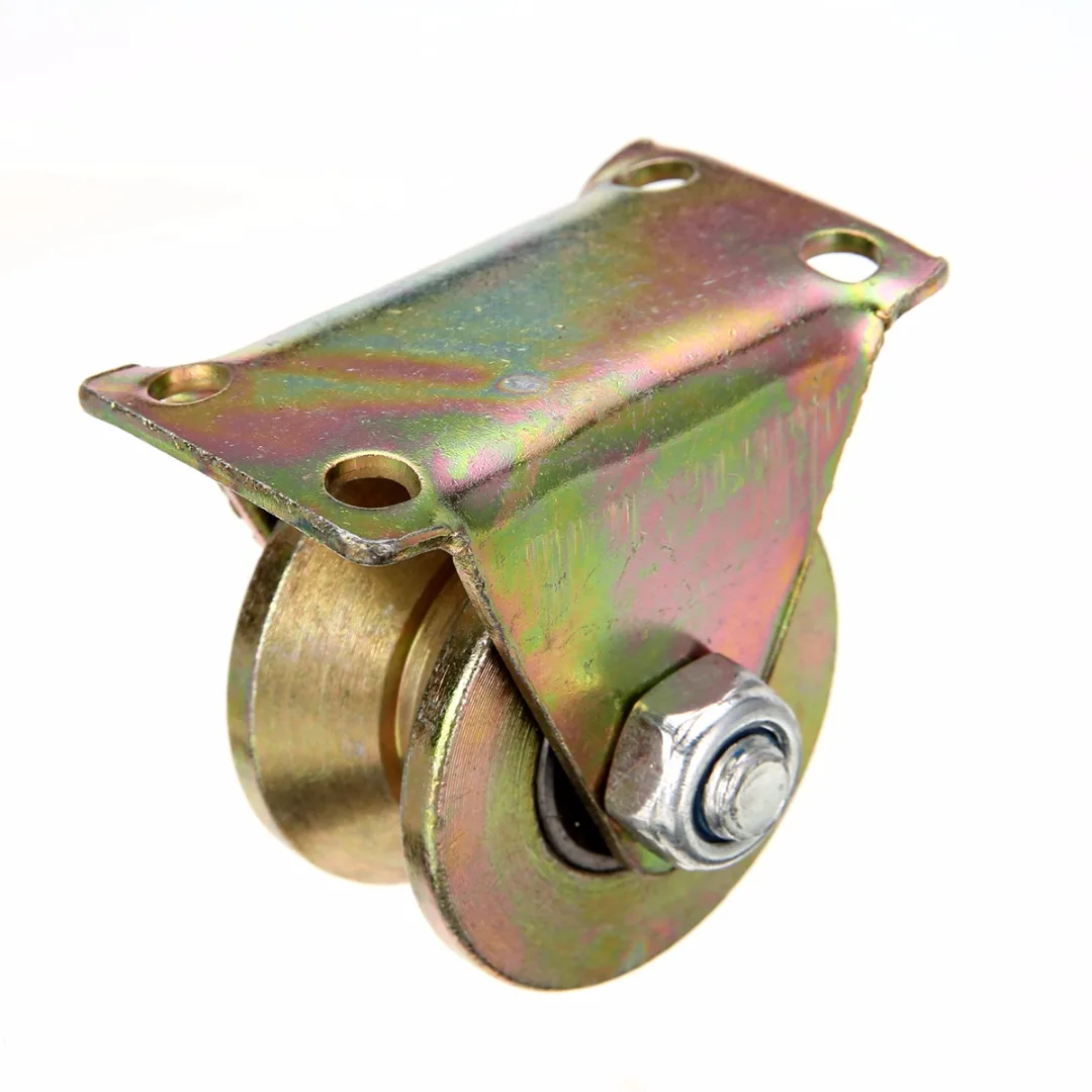 New 2pcs 2inch Sliding Gate Roller Wheel Mayitr Steel V Type Wheel Track Rail w/ Bracket 660lb