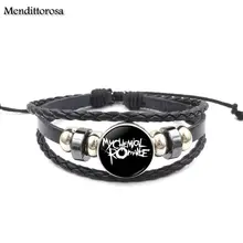 Mendittorosa Letter of My Chemical Romance брендовые ювелирные изделия черный кожаный браслет стеклянный купол для ребенка