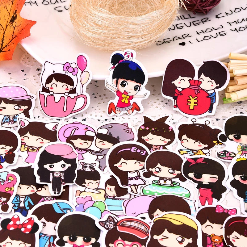 

35pcs Creative cute self-made cute popular girls sticker scrapbooking stickers /decorative sticker /DIY craft photo albums/trunk