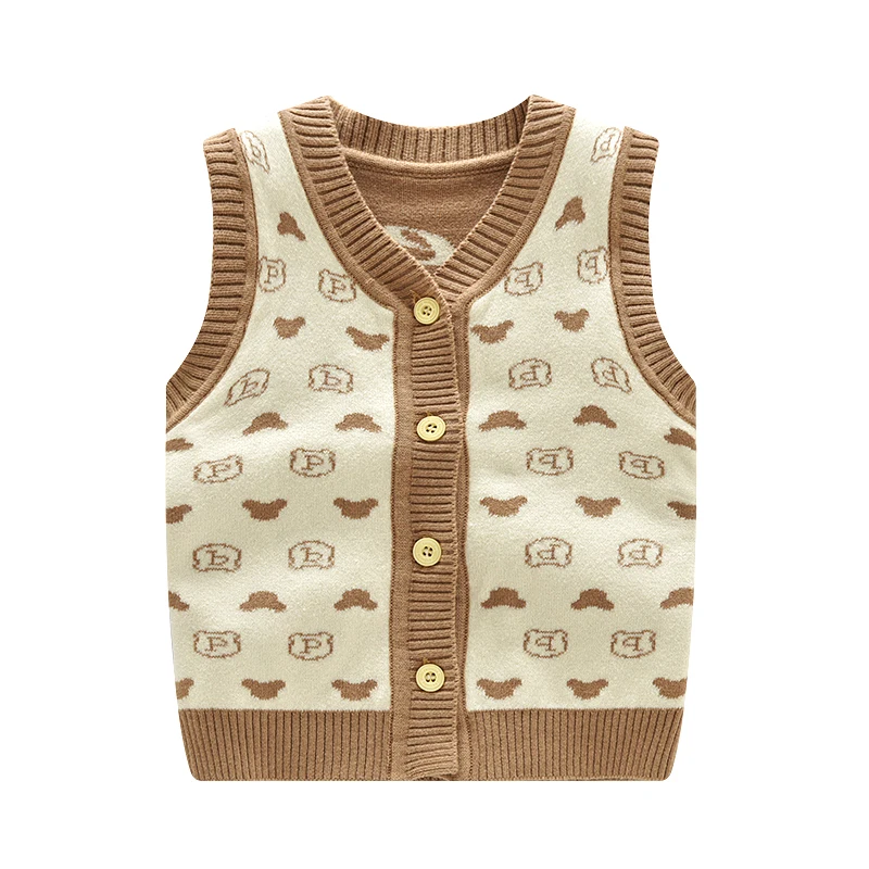 Cotton Knitted Baby Vest Cute Cartoon Character Sweater Vest Boys Girls
