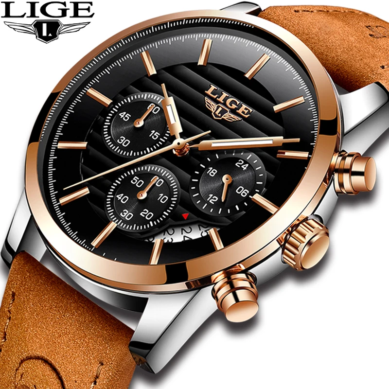 

Watch Men LIGE Male Business Leather Waterproof Sport Watch Mens Watches Top Brand Luxury Fashion Quartz Wristwatch Montre Homme